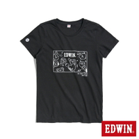 EDWIN BT21單色線條短袖T恤-女款 黑色