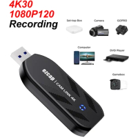 HD 4K Camera Link HDMI To USB 3.0 Audio Video Capture Card for Camera Camcorder Laptop PC Live Streaming 4k30 1080p120 Recording