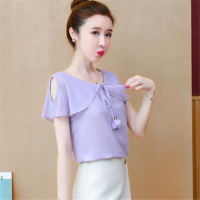 紫色雪紡衫女裝夏裝年新款甜美減齡香芋紫上衣服洋氣仙女襯衫