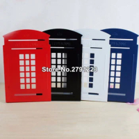 Creative metal book clip book stand London telephone booth iron bookends Korean cartoon stationery A pair of price
