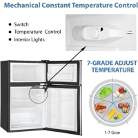 EUHOMY Mini Fridge with Freezer, 3.2 Cu.Ft Mini Refrigerator fridge, 2 door For Bedroom/Dorm/Office/Apartment - Food Storage