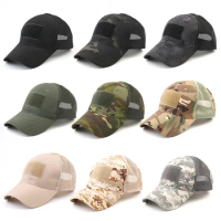 Tactical Cap Outdoor Sport Snapback Stripe Cap Camouflage Hat Simplicity Camo Hunting Mesh Cap