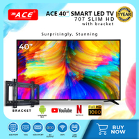 Ace 40 slim Full HD LED Smart TV led-707 frameless flat screen yotube evision slim WiFi screen mirroring cast W/free bracket (free shipping!!) Manila M only