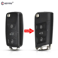 KEYYOU 3 Buttons Folding Flip Remote Key Shell Cover With Blade for Volkswagen VW Golf 7 Jetta Passat Beetle Polo Bora