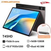 Teclast T45HD 10.51 "1920*1200แท็บเล็ต Unisoc T606 8-Core Android 13 16GB RAM 128GB ROM 4G เครือข่าย Gaming 7200MAh
