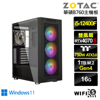 【NVIDIA】i5六核GeForce RTX 4070S Win11{劍齒虎ZL23CW}電競電腦(i5-12400F/華碩B760/16G/1TB/WIFI)