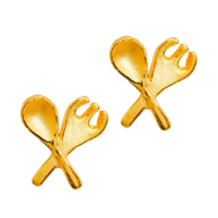 【金品坊】黃金耳環幸福叉匙耳針 0.34錢±0.03(純金999.9、純金耳環、純金耳針)