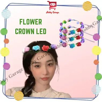 Bando Bunga Anak Dewasa Flower Crown LED Bandana Lampu Mahkota