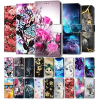 Case For Huawei P Smart Plus P30 P20 Lite Pro Y5 Y6 2018 Y7 2019 Cute Cat Dog Wallet Card Slots Protect Cover D08F