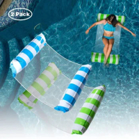 Summer Foldable Floating Water Hammock Float Lounger Inflatable Pool Mat Floating Bed Chair Swimming Air Mattress Pool Toy