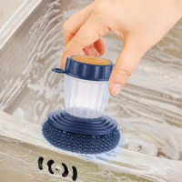 Kitchen Wash Pot Dish Brush Washing Utensils with Washing Up Liquid Soap  Dispenser Household Cleaning Accessories