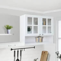 FULL KAYU - Kitchen Set Atas Rak Dapur Modern Minimalis Nebraska Kaca 2 Pintu Kaca B