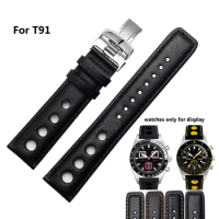 20mm genuine leather watchband Racing sport series wristband replacement Tissot T91 1853PRS516 leather strap men's bracelet