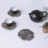 新中式藝術功夫茶墊杯墊隔熱墊杯托組茶具茶道茶藝配件裝飾小擺件1入
