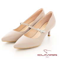 【CUMAR】法式瑪莉珍中跟鞋(粉膚色)