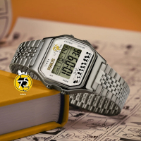 TIMEX  天美時 x Peanuts T80 34毫米  史努比75週年限量版 不鏽鋼錶帶電子錶(銀TXTW2Y20000)