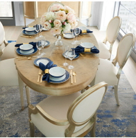 桌子 美式圓形餐桌實木橢圓形餐椅組合新古典簡歐餐桌椅法式餐桌