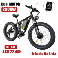 Ebike 48V22.4Ah 2000W Electric Bike 26*4 inch Snow Mountain Off-road Full Suspension Adult City Road Communing Electric Bicycle