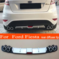 Ford Fiesta ABS Plastic Silver / Black Car Rear Bumper Rear Diffuser Spoiler Lip for Ford Fiesta
