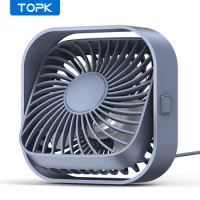 TOPK Mini Portable Fan USB Desk Fan Table Strong Airflow &amp;Quiet Operation 3 Speed Wind 360°Rotatable Standing fans for room Home