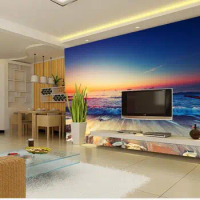 3d customized wallpaper wall 3d wallpaper Sunrise seaside scenery backdrop custom 3d photo wallpaper living 3d wallpaper