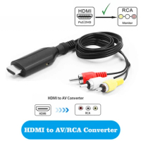 HDMI to AV Scaler Adapter HD Video Composite Converter Box HD to RCA AV/CVSB L/R Video 1080P 4K30HZ Support NTSC PAL