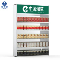 Supermarket Cigarette Cabinet Shelf, Silver Aluminum, Automatic Pusher, Tobacco Store, Easy-Rack, Display Stand, Holder Rack