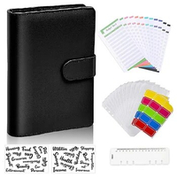 A6 Notebook Binder Budget Planner Organizer 6 Ring Binder Cover,Binder Pockets,Expense Budget Sheets Sticking Ruler B