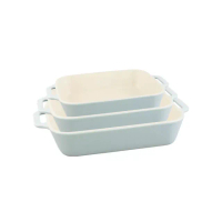 【法國Staub】馬卡龍長方型陶瓷烤盤3件組-奶油藍(德國雙人牌集團官方直營)