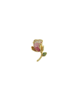 เข็มกลัดผู้หญิงประดับเพชร CZ รุ่น Golden Rose สีทอง