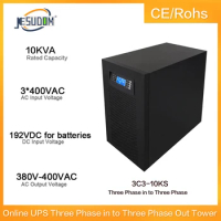 3Phase 10KVA 192VDC Online UPS Tower Style External Battery Pure Sine Wave Output 3 Phase In to 3 Uninterruptible Power Supply