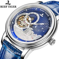 Reef Tiger For Women Watch Skeleton Tourbillon Automatic Seiko Nh39A Mechanical Wristwatch 41 Hour Power Reserve Clock Reloj Rga