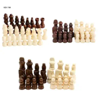 32 Pcs Wooden Chess Pieces International Chess Pieces Tournament Chess Figures M89D
