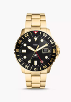 Fossil Blue Gmt Gold Stainless Steel Watch Fs5990