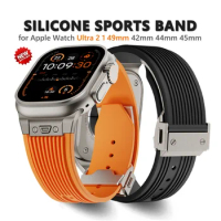Soft Silicone Strap For Apple Watch Ultra 2 49mm Series 9 8 7 45mm 44mm Sport Rubber Band For iWatch 6 5 4 se 44mm 42mm Bracelet