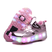 รองเท้าวิ่ง   รองเท้าล้อสี่ล้อ LED ไฟส่องสว่าง USB รองเท้าสเก็ตล่องหนแบบชาร์จไฟได้