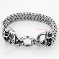 Punk Skull Bracelet Fashion Silver Color Stainless Steel Charms Bracelets Bangle For Man Wholesale
