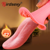 Realistic Tongue Vibrators for Women 10 Speeds Heating Tongue Licking Nipples Clitoral Stimulation Vibrators Sex Toys for Adult