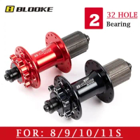 BLOOKE-Front and Rear Cassette Bushing Bike Quick Release Sleeve MTB Hub Disc Brake Speed Cube DT200 2 Bearing 32 Hole
