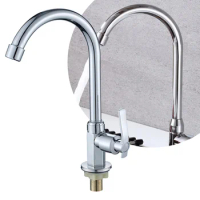 Kitchen Sink Cold Taps Swivel-Spout Single Lever Tap Mono Modern Plating Faucet Bathroom Water Tap With Energy Saving Bubbler