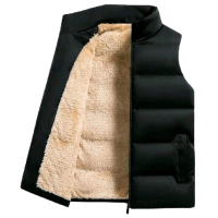 Jaket rompi pria daleman bulu rompi pria bulu rompi gelembung bulu hitam Hitam
