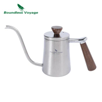 Boundless Voyage 300ml Titanium Pour Over Coffee Kettle with Beech Wood Handle Long Pour Drip Spout Manual Tea Coffee Maker