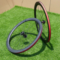 Clincher Wheelset 50mm Full Carbon 700C Road Cyclocross Bike Wheelset for Disc Brake Thru Axle Front 100*12mm &amp; Rear 142*12mm