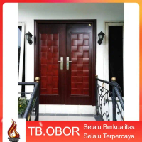 Pintu Utama Kupu Tarung Double Baja Fortress Motif Urat Kayu Minimalis Premium FTR Tipe 150