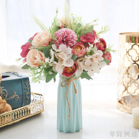 客廳擺設仿真花藝擺件家居室內餐桌茶幾裝飾玫瑰花束塑料假花盆栽