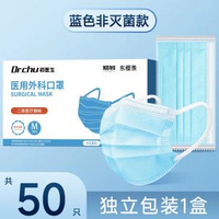 初醫生醫用外科口罩 獨立包裝 三層防護 成人薄款 醫療口罩- 【藍色】透氣型獨立裝50隻/盒 均碼