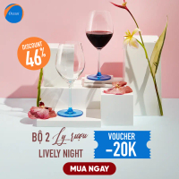 [Cam kết đổi trả nếu vỡ] Bộ 2 ly rượu thủy tinh Ocean Lively Night - Chính hãng