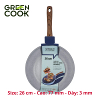 Green Cook Chảo Chống Dính Đáy Từ Men Đá Xanh Sapphire GCP09-IH 26cm Cao 77mm Không PFOA An Toàn Cho