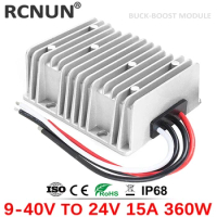 RCNUN 9-40V 12V 24V 36V to 24V 15A Step-up/down DC DC Power Converter 24 Volt 360W Car Voltage Stabi