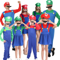 Adult Kids Game Funny Super Brother Mari Bros Fantasia Jumpsuit Man Dress Suit Anime Cosplay Costume Carnival Halloween Costumes